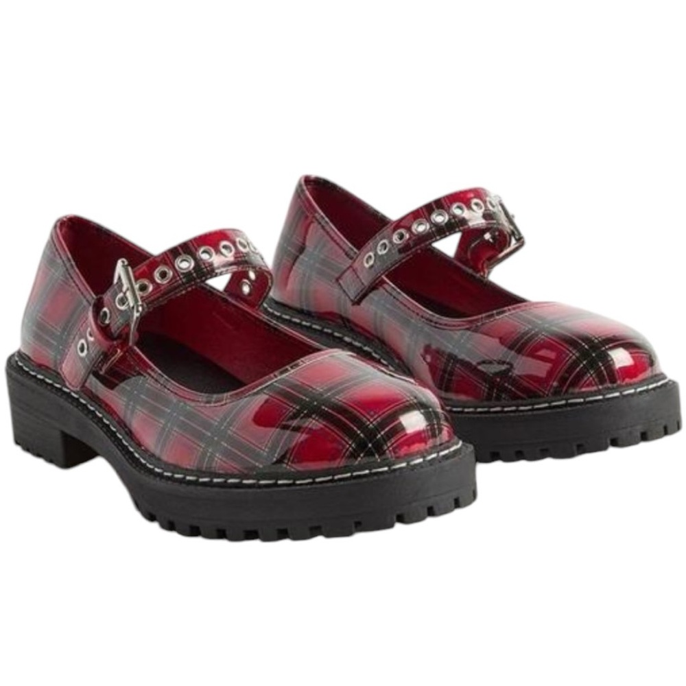 Torrid Red Plaid Mary Jane Flats